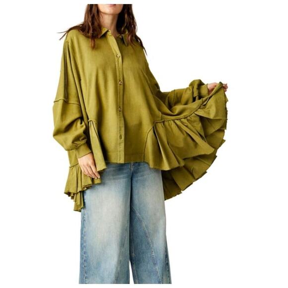 FREE PEOPLE Button-up Sweatshirt Size Small - Picture 1 of 10